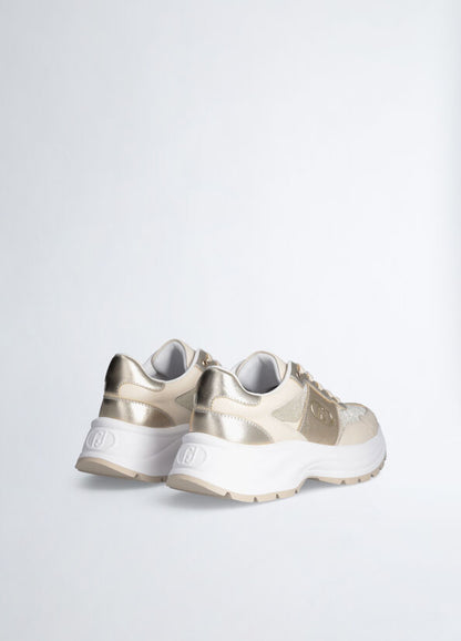 Leather and lurex sneakers