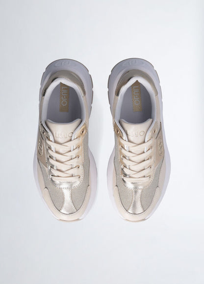 Leather and lurex sneakers