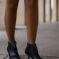 Leather ankle boots with rhinestones