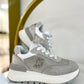 Grey  sneakers with all-over rhinestones