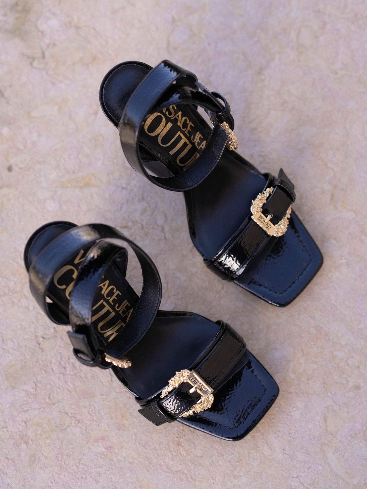 Black and gold sandal
