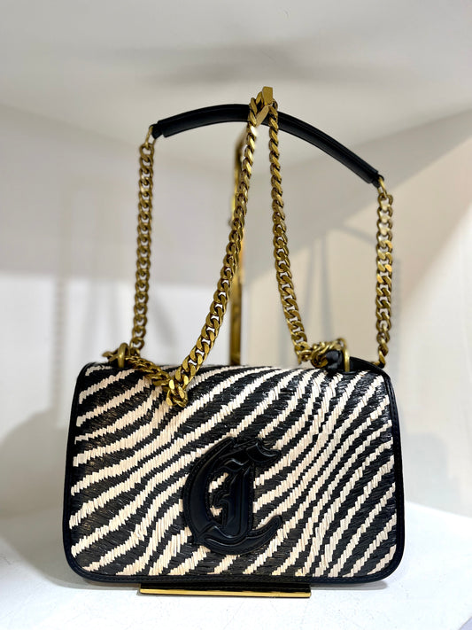 Shoulder zebre straw bag