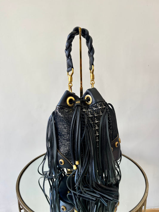 Black bucket purse