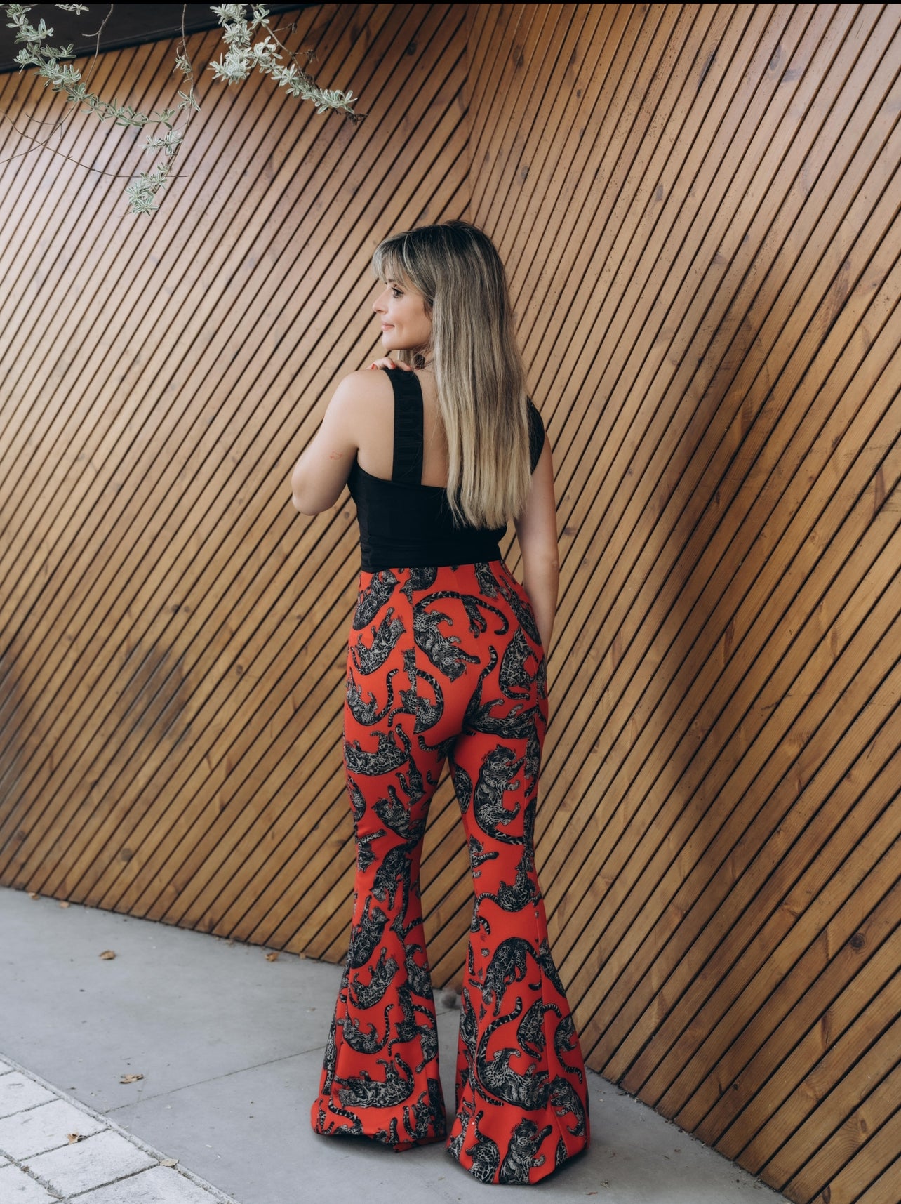 Slim flared trousers leopard print