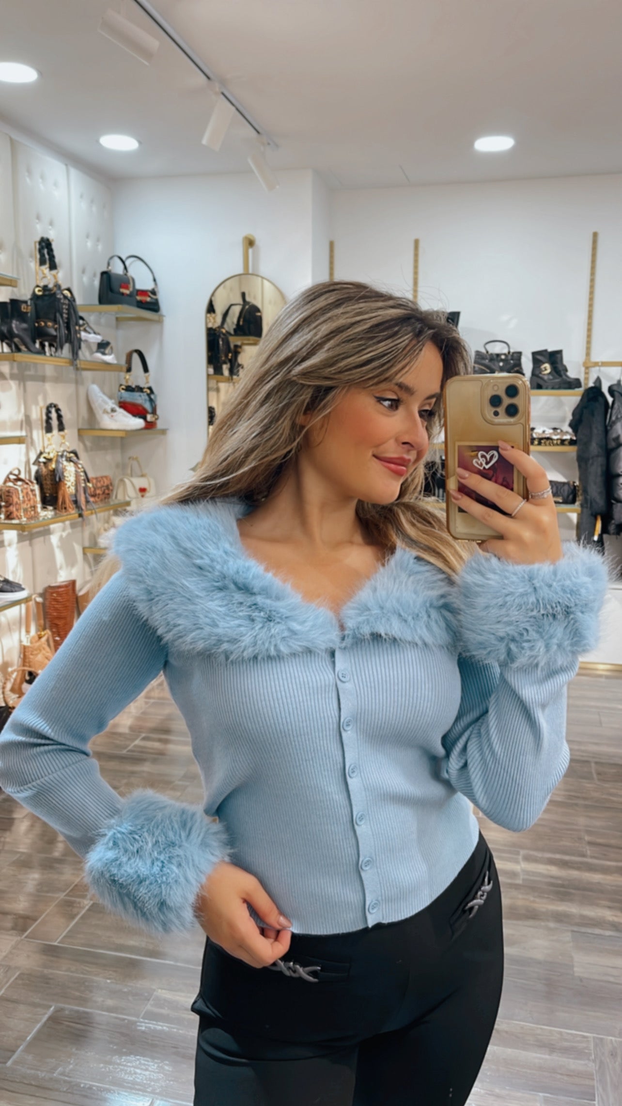 Faux fur cardigan