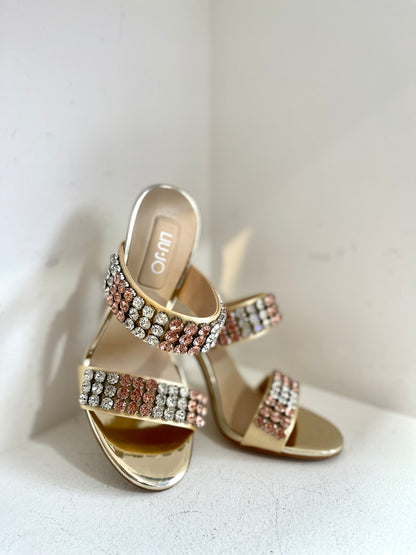 Jewel sandals with heel