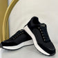 Suede and nylon running shoes