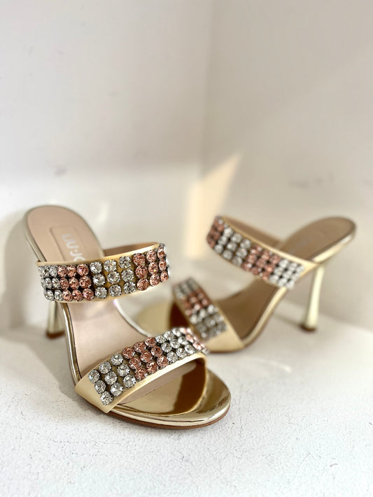 Jewel sandals with heel