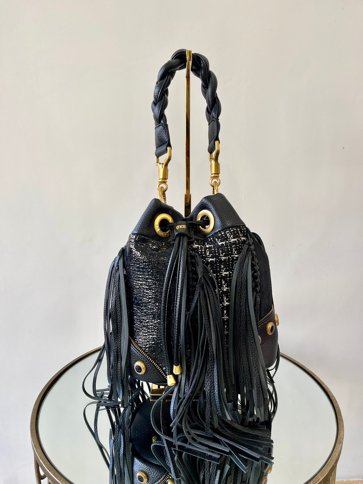 Black bucket purse