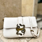 Snake-appliqué crossbody bag