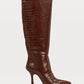 BOBO high boots with croco texture - mocha brown