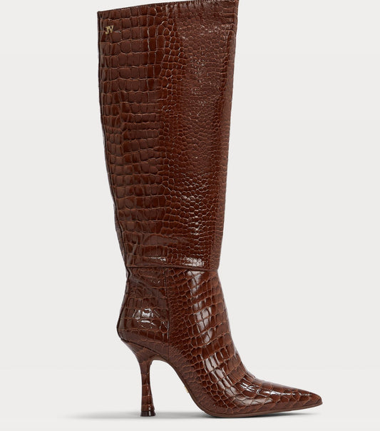 BOBO high boots with croco texture - mocha brown