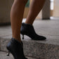 Leather ankle boots with rhinestones