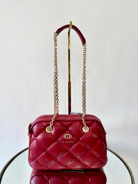 Red padded purse