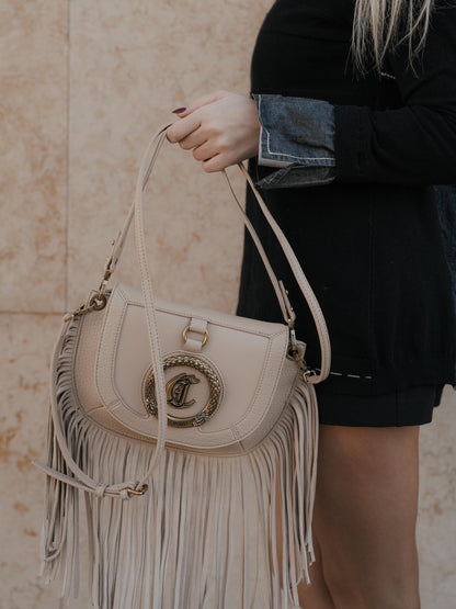 Nude fringes purse