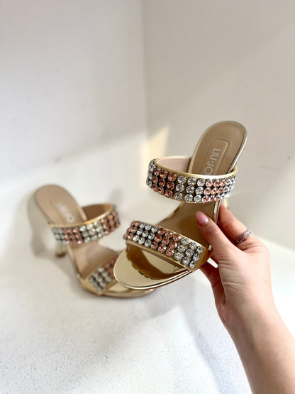 Jewel sandals with heel