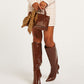 BOBO high boots with croco texture - mocha brown