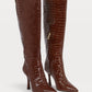 BOBO high boots with croco texture - mocha brown