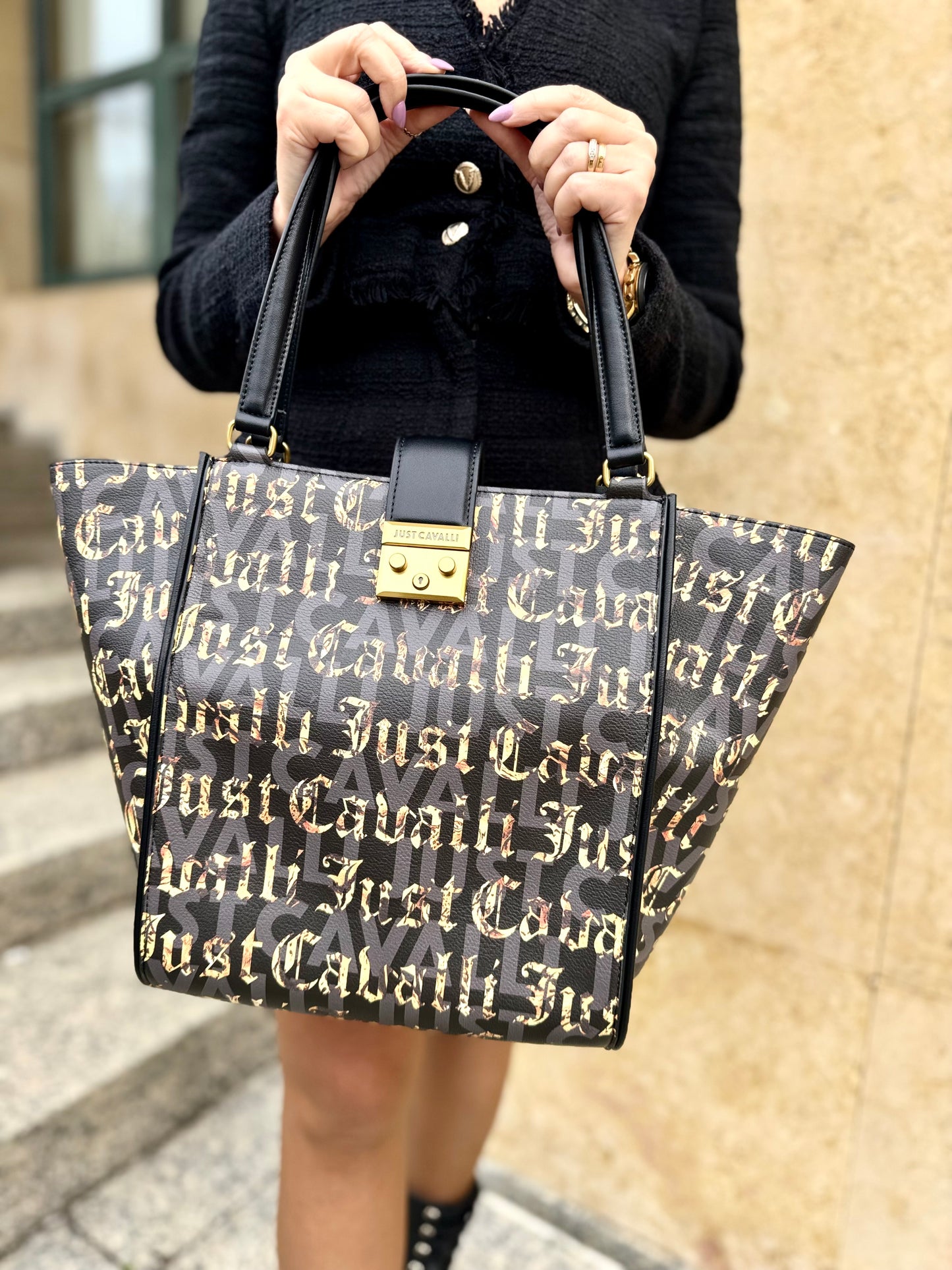 Gothic logo print bag