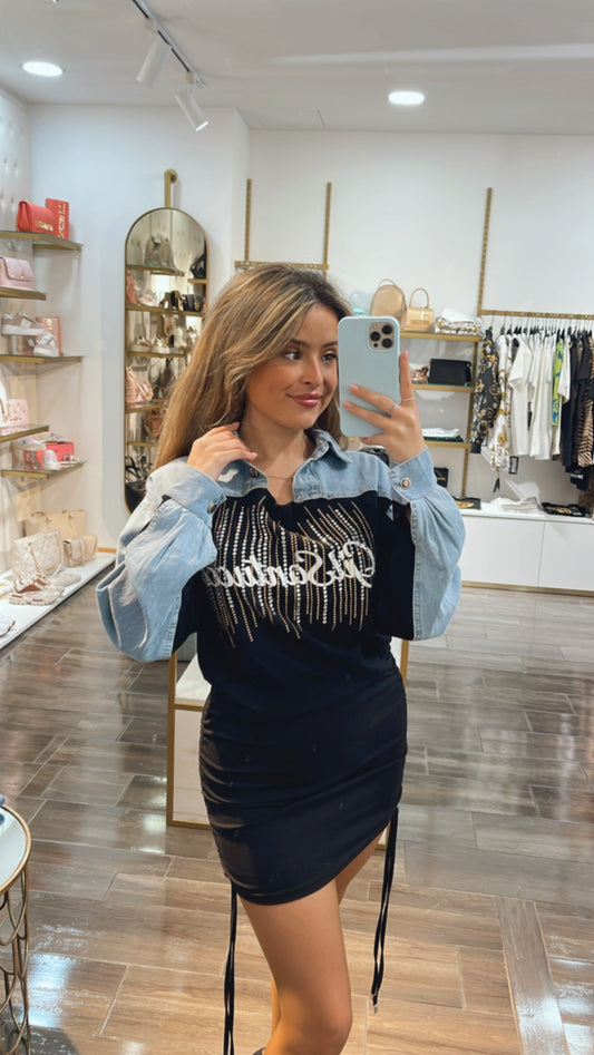 Glam Denim Fusion Dress