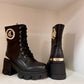 Combat boot with gold details