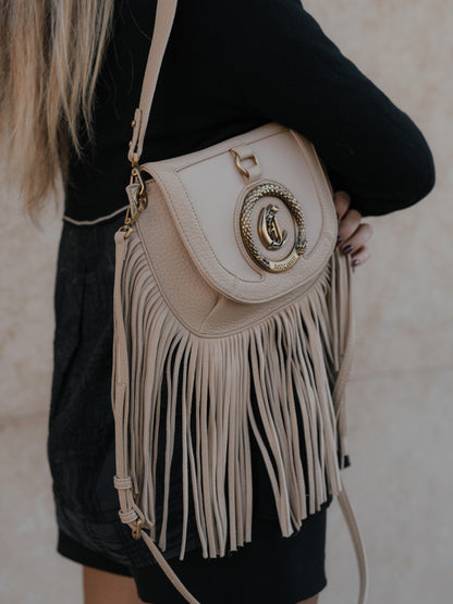 Nude fringes purse