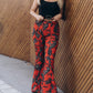 Slim flared trousers leopard print