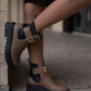 Brown ankle boots with maxi-logo