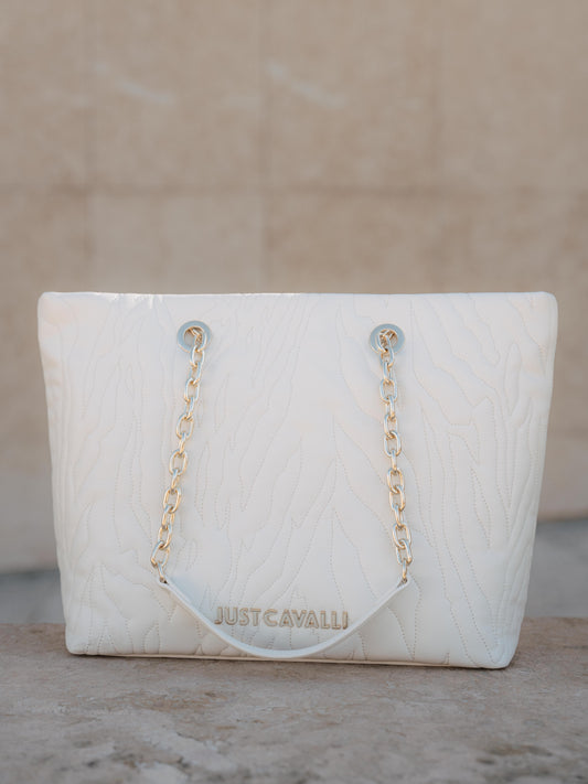 White quilted zebra bag