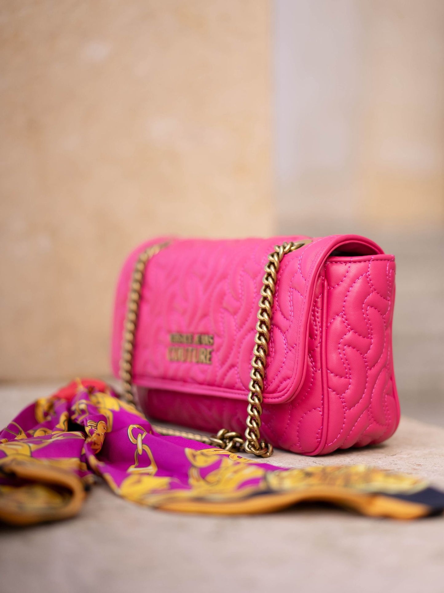 Pink padded purse