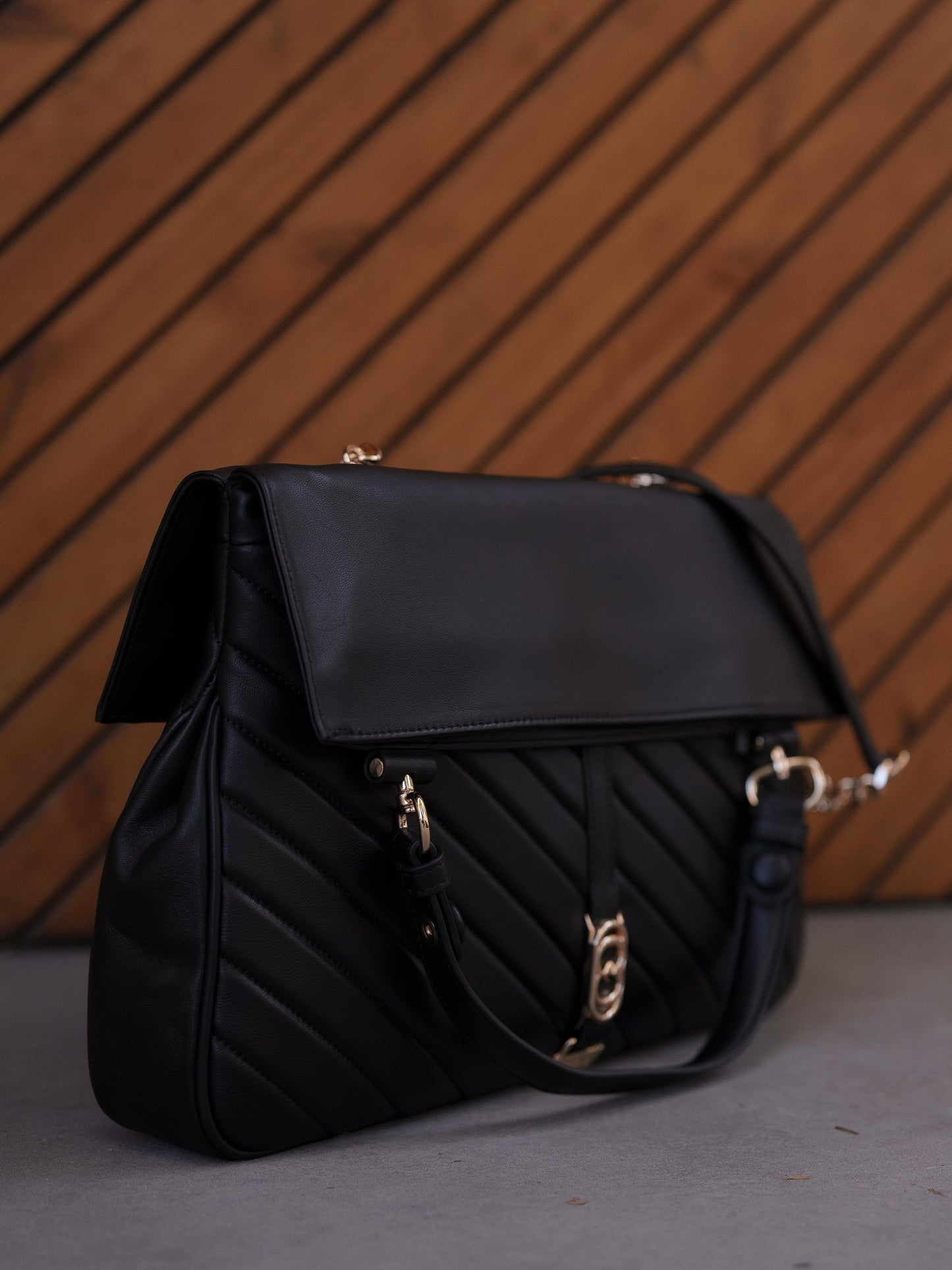 Folded black purse