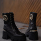 Combat boot with gold details