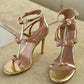 Sandal metallic  satin light gold rose