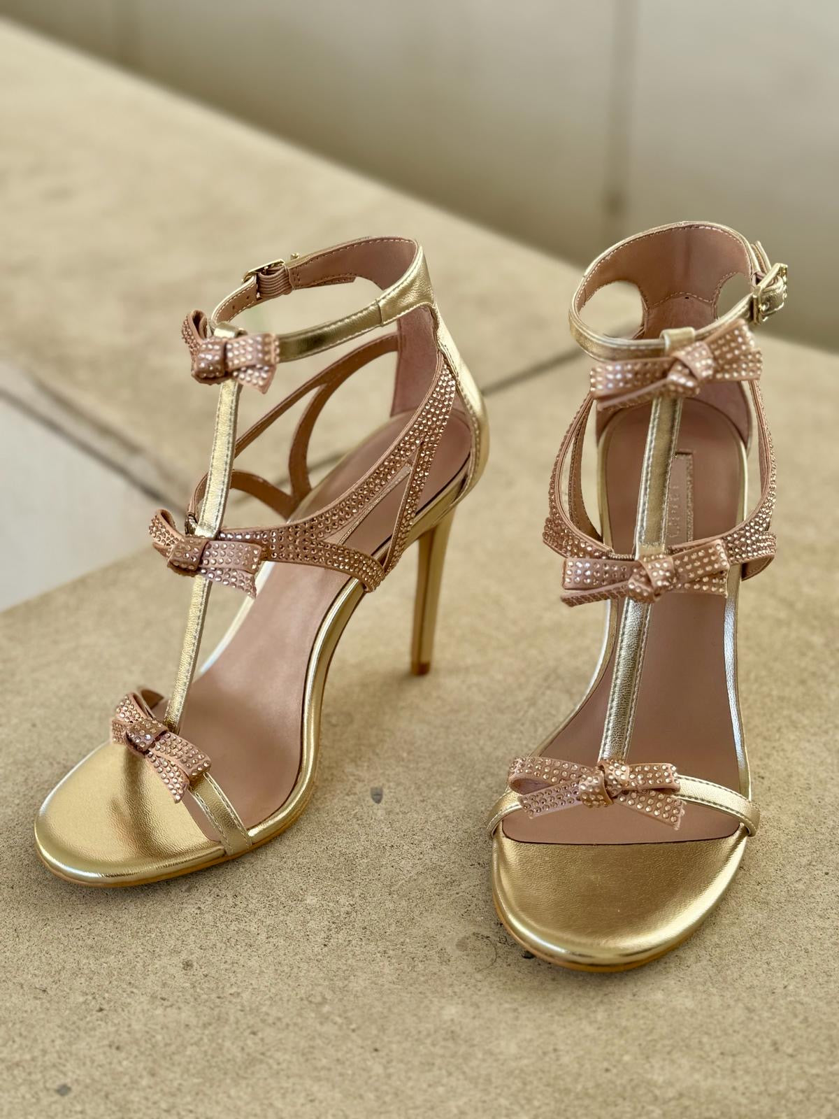 Sandal metallic  satin light gold rose