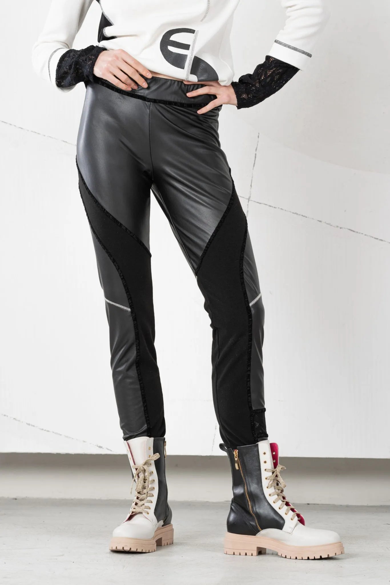 Black faux leather leggings