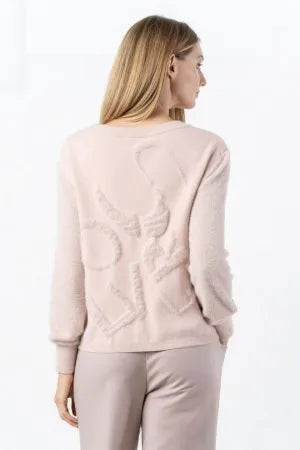 Nude pink sweater with “EC” lettering