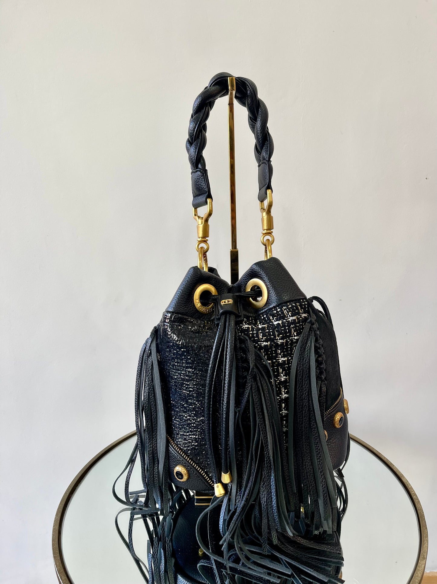 Black bucket purse