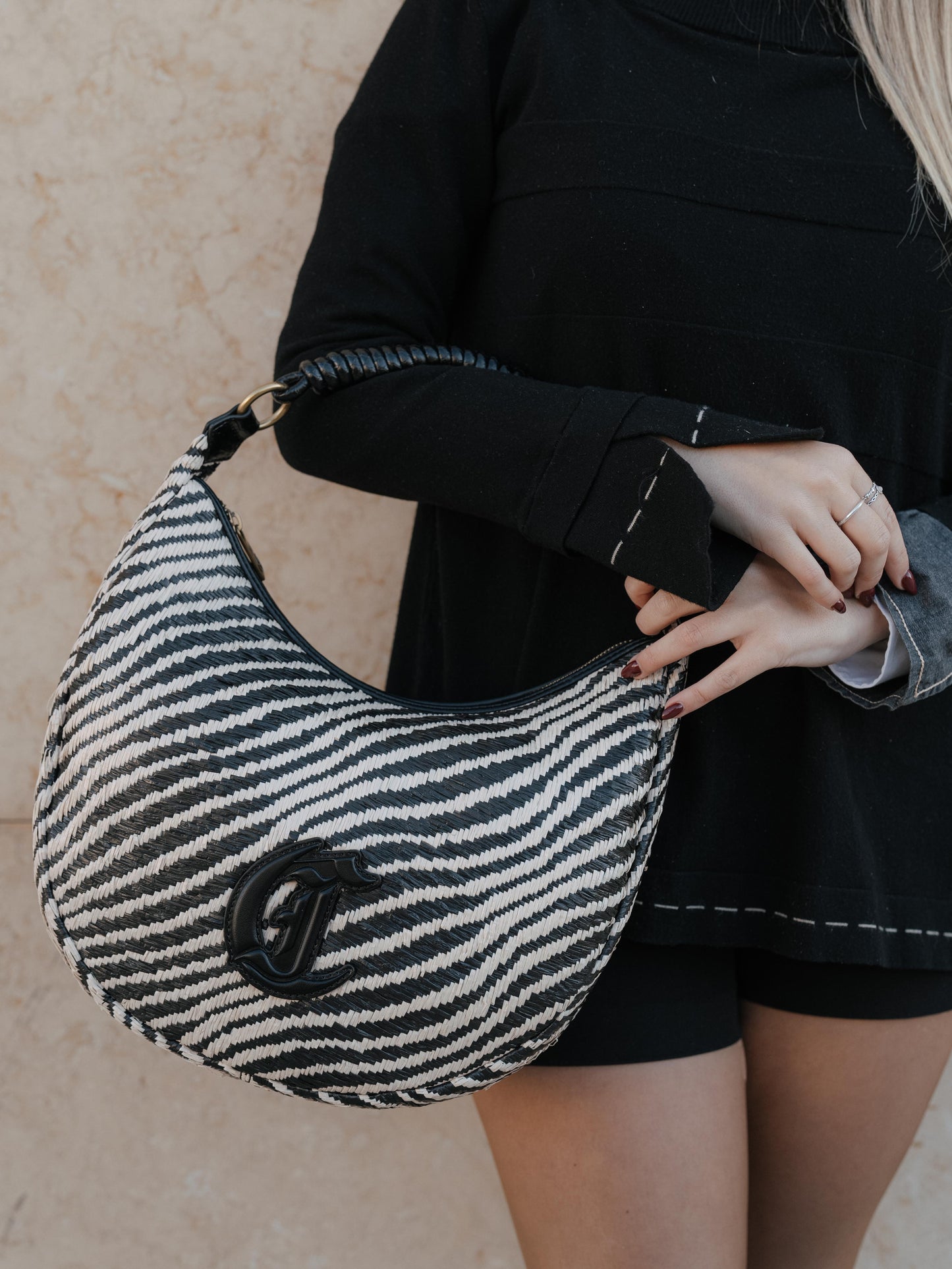 Zebra straw bag