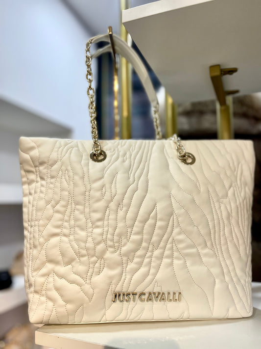 White quilted zebra bag