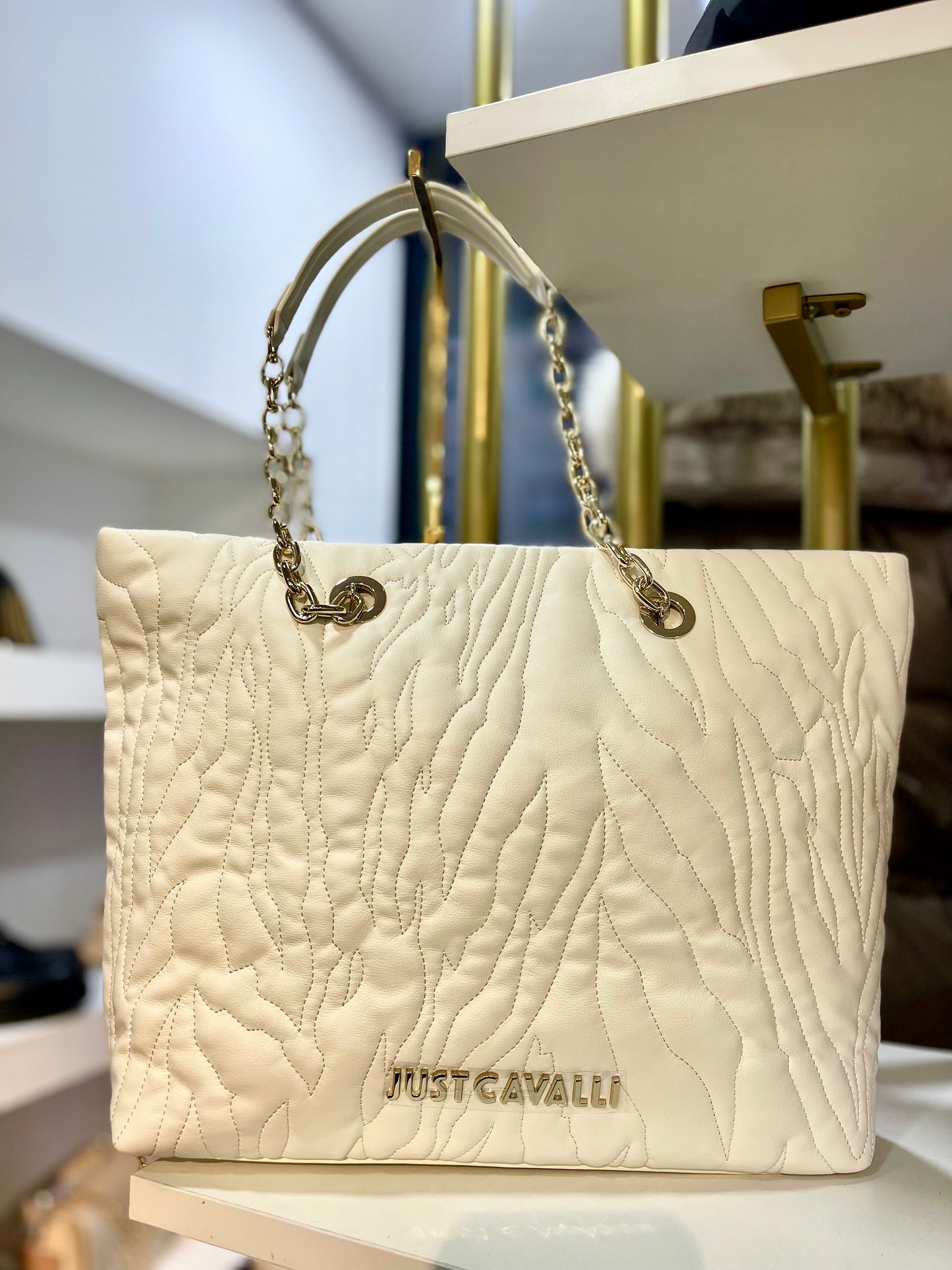 White quilted zebra bag