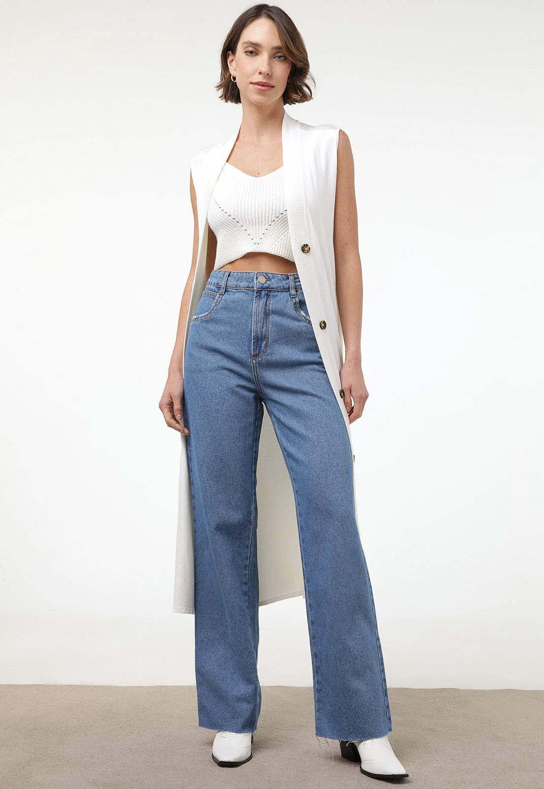 Calça Jeans Wide Leg Lisa Azul