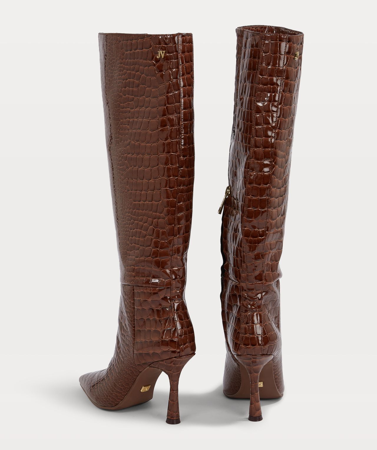 BOBO high boots with croco texture - mocha brown