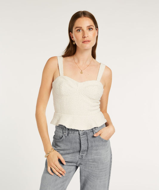 ELLY fitted bustier top in bouclé with glitter