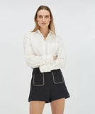 ELVIRA high-waisted bouclé shorts with decorative stones