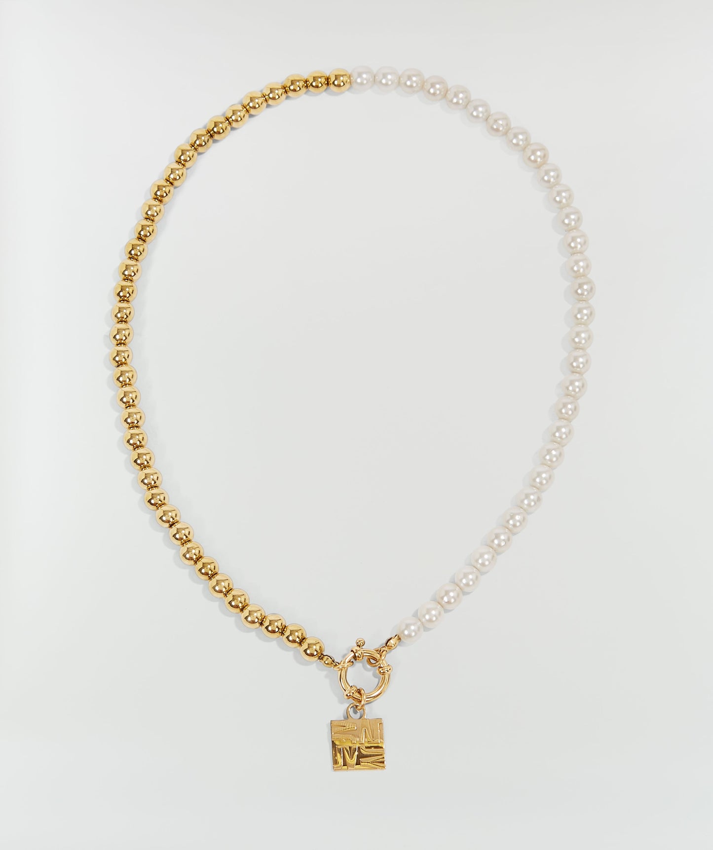 FEMM necklace with pearls and logo - antique gold