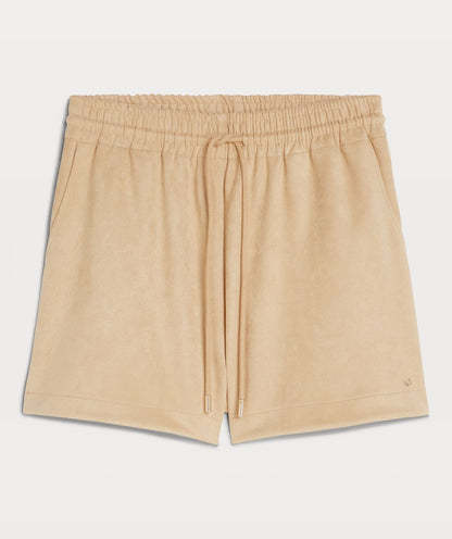 FREDERIQUE mid rise shorts in suedine - beige