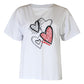 T-shirt corações bordados
