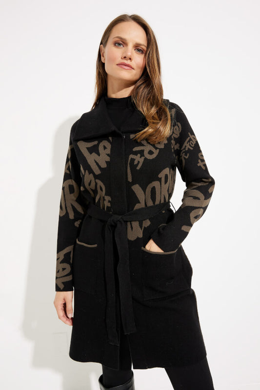 Graphic Print Belted Coat Style