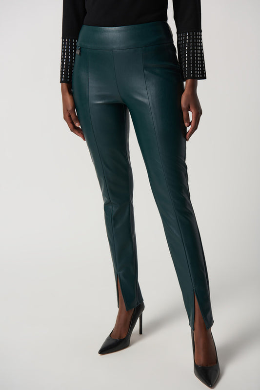 Split Hem Faux Leather Pants Style