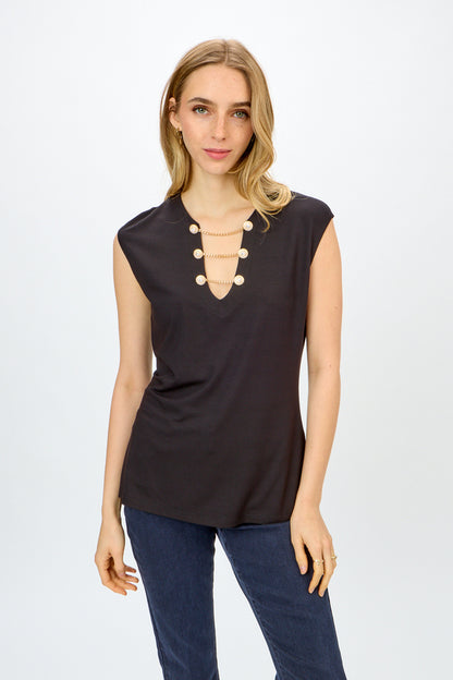 Chain Detail Sleeveless Top